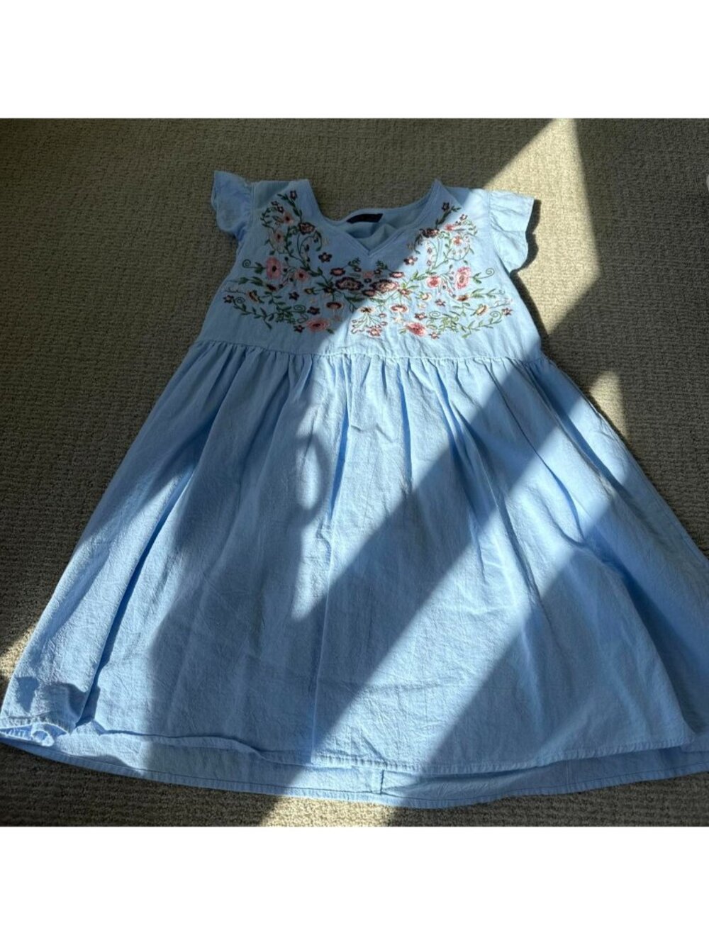 Blue floral embroidered babydoll dress #babydoll #floral